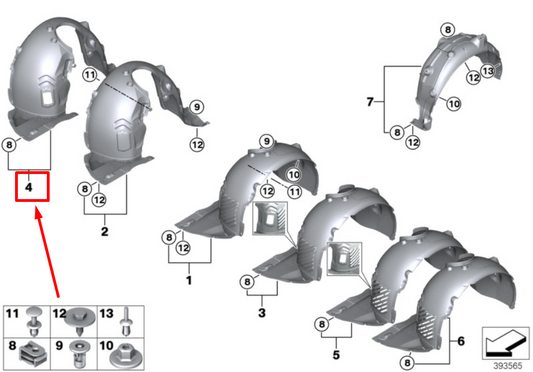 new bmw 2 f46 front right wheel arch cover 51717319762 7319762 original