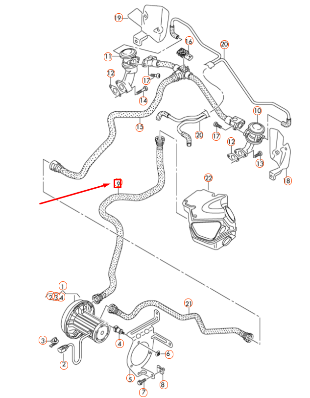 new audi a6 c7 secondary air pump connecting hose 4g0133889g original