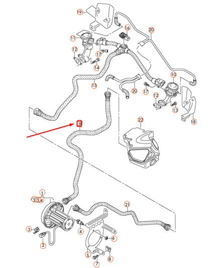 new audi a6 c7 secondary air pump connecting hose 4g0133889g original