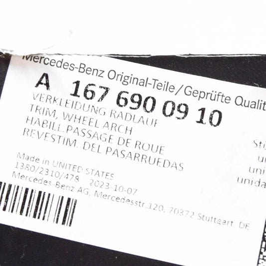 NEW MERCEDES-BENZ GLS X167 FRONT LEFT ARCH LINER FRONT PART A1676900910 ORIGINAL