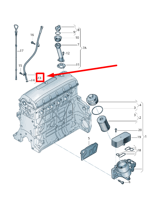 NEW VW TOUAREG 7LA, 7L6, 7L7 ENGINE OIL DIPSTICK GUIDE TUBE 070115629G ORIGINAL