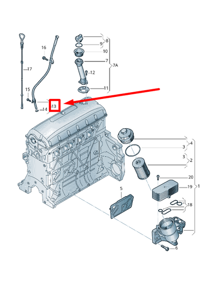 NEW VW TOUAREG 7LA, 7L6, 7L7 ENGINE OIL DIPSTICK GUIDE TUBE 070115629G ORIGINAL