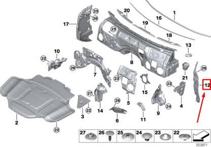 new bmw 8 cabrio g14, f91 left side panel sealing 51487435733 7435733 original