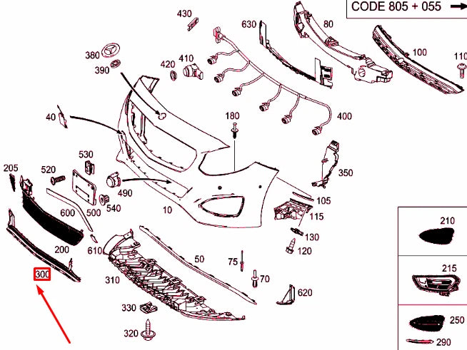 NEW MERCEDES-BENZ B W246 FRONT BUMPER CENTRAL COVER GRILLE A2468850053 ORIGINAL