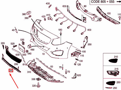 NEW MERCEDES-BENZ B W246 FRONT BUMPER CENTRAL COVER GRILLE A2468850053 ORIGINAL
