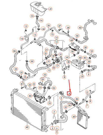 new audi a6 c6 coolant hose 4f0121471d original