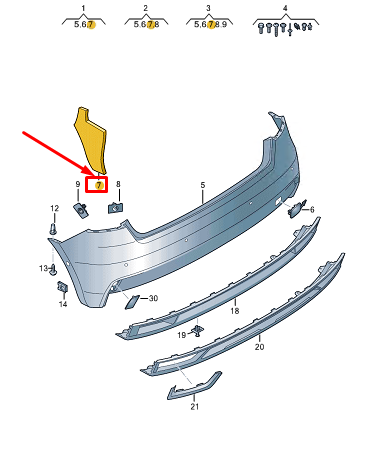 new audi a1 gb rear left bumper damping 82a864733 original