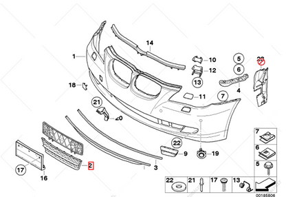new bmw 5 touring e61 front bumper lower center grill 51117178115 original