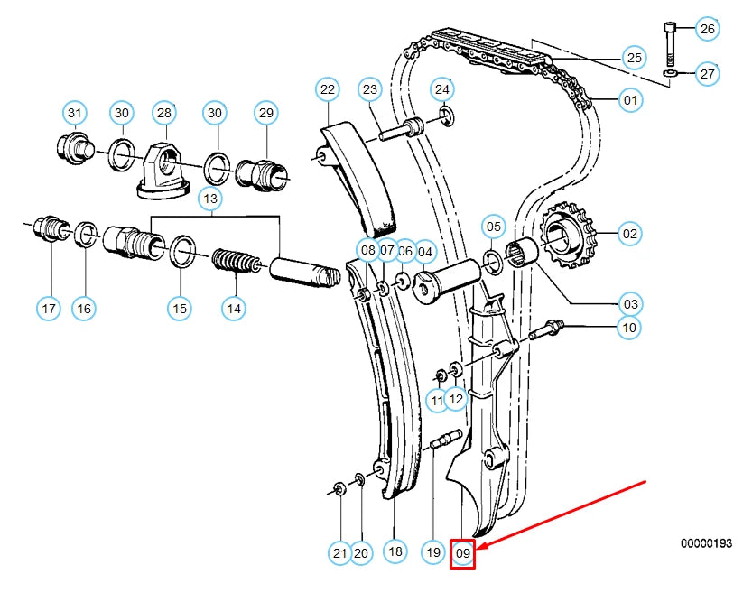 NEW BMW M5 E34 TIMING CHAIN GUIDE RAIL 11311308495 1308495 ORIGINAL