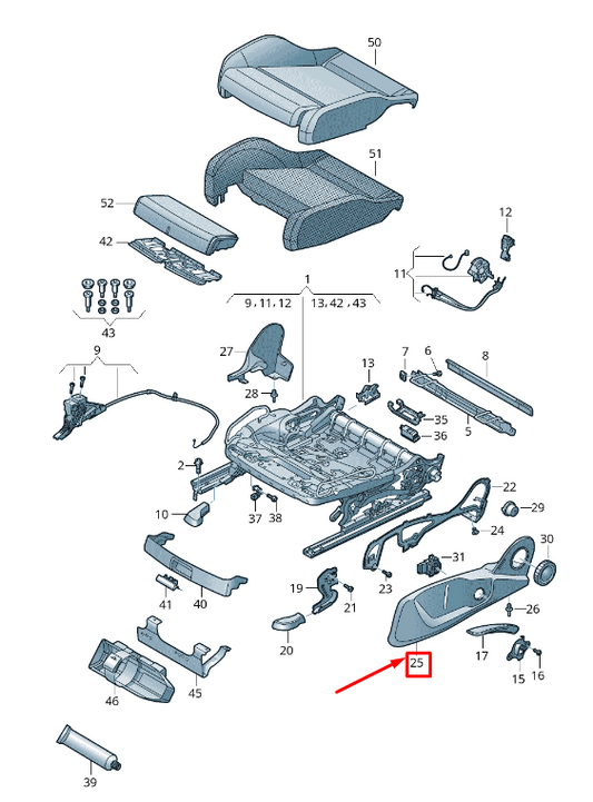 new audi a4 b9 front right outer seat frame trim 8w0881326m4pk original