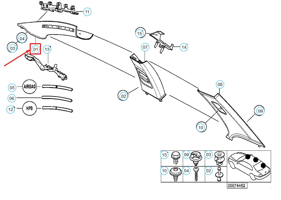 NEW BMW 3 COUPE E46 FRONT RIGHT BEIGE A PILLAR COVER 51168238964 8238964