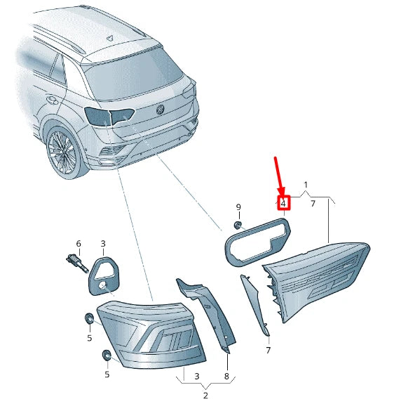 NEW VOLKSWAGEN T-ROC A11 REAR RIGHT INNER TAILLIGHT SEAT 2GA945198