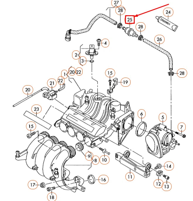 NEW AUDI A3 8P VACUUM SYSTEM CONTROL PURGE SOLENOID VALVE 058133517B ORIGINAL