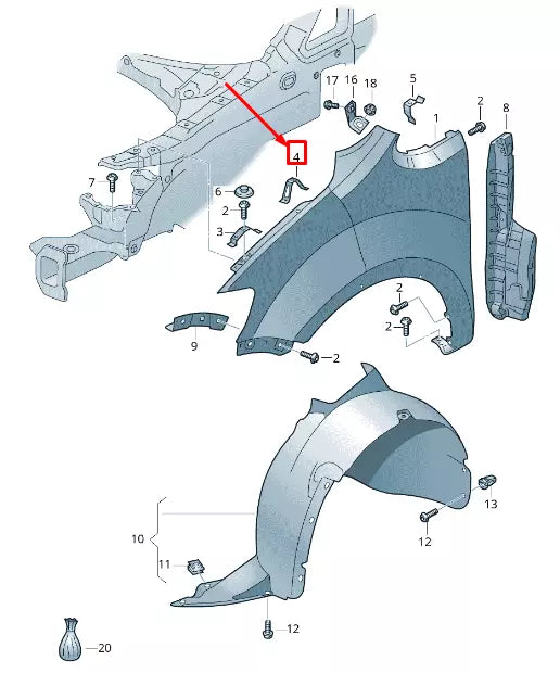 NEW VW SHARAN 7N CENTER FENDER BRACKET 7N0821167