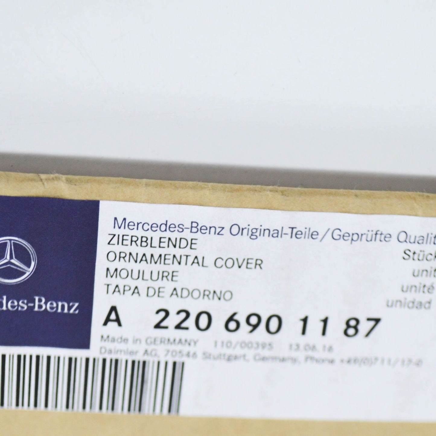 NEW MB S-CLASS W220 REAR LEFT DOOR EXTERIOR B-PILLAR TRIM A2206901187 ORIGINAL