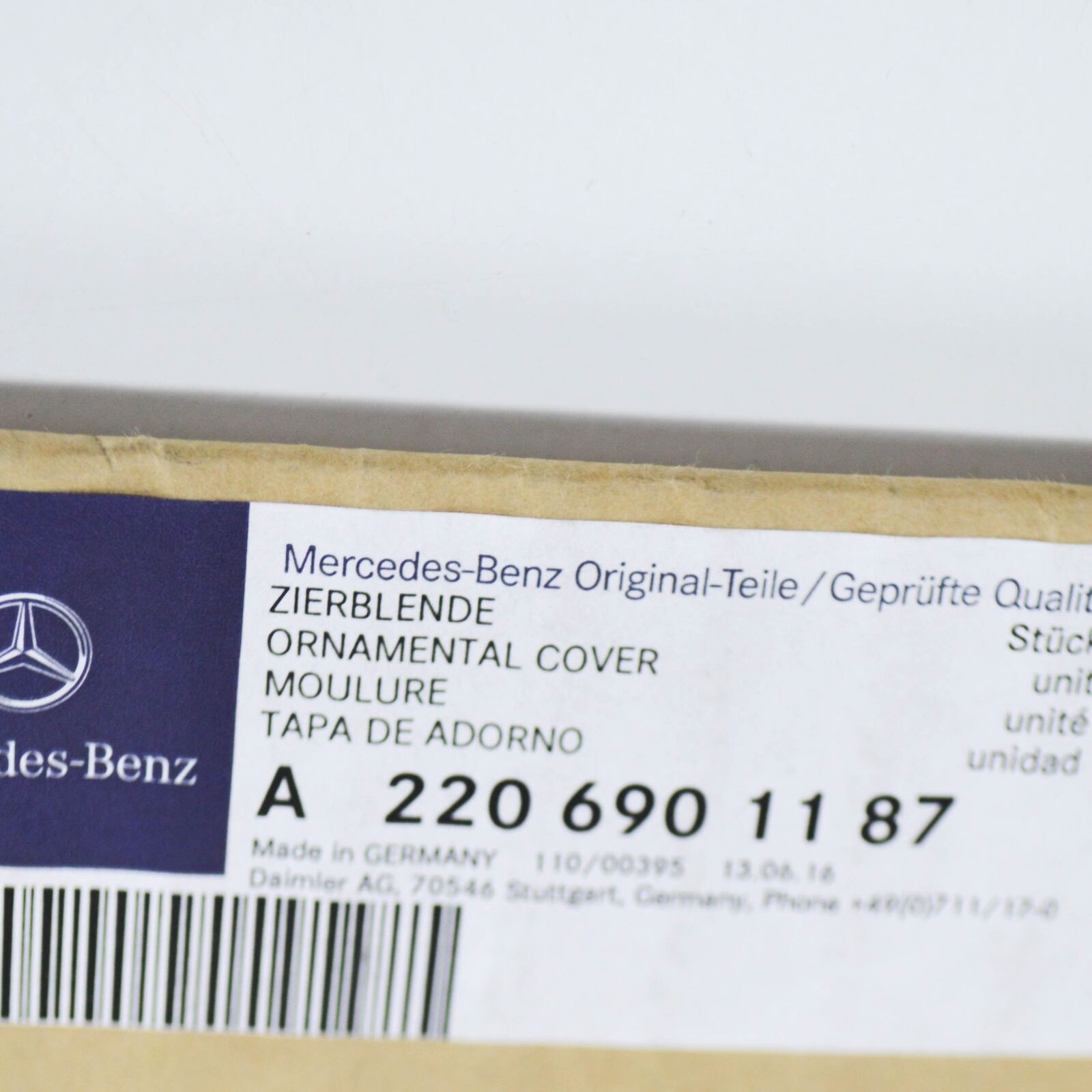 NEW MB S-CLASS W220 REAR LEFT DOOR EXTERIOR B-PILLAR TRIM A2206901187 ORIGINAL