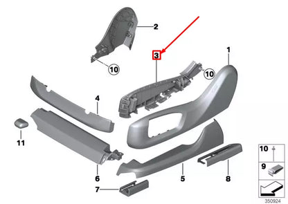 NEW BMW 5 F10 FRONT RIGHT SEAT OUTER SUPPORT TRIM 52107317458 ORIGINAL