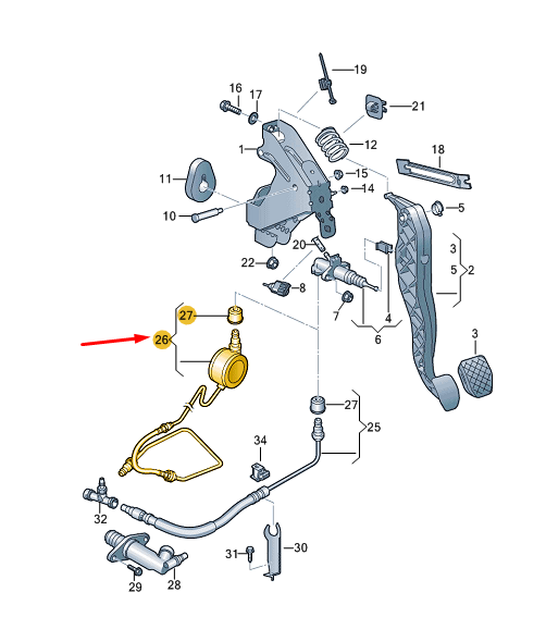 new vw transporter vi t6 clutch hose pipe line lhd 7e1721478g original