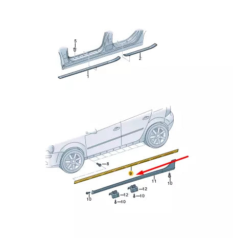 NEW VW GOLF MK5 SIDE SKIRT RIGHT RETAINING STRIP 1K0853544