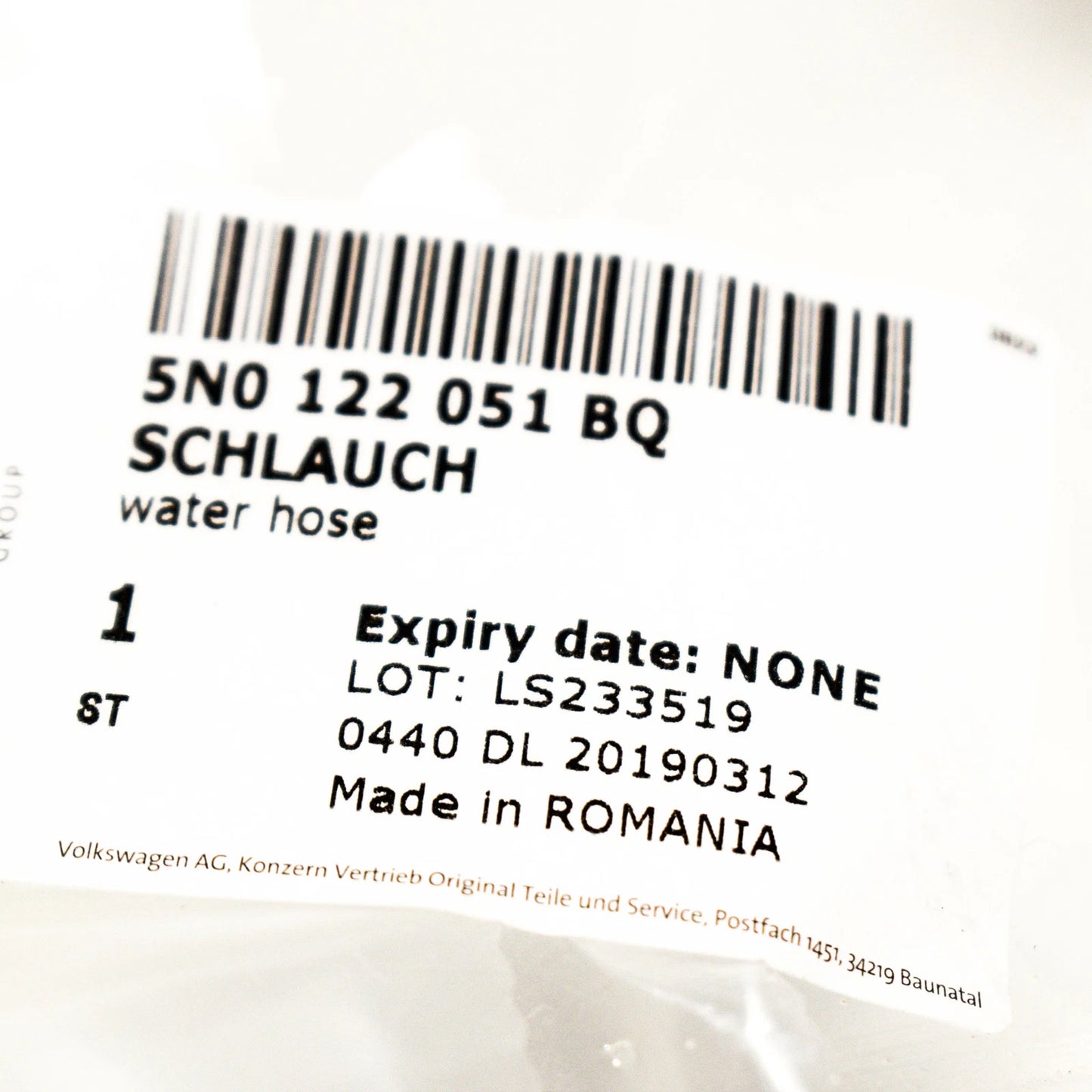 NEW VOLKSWAGEN TIGUAN MK1 WATER COOLANT PIPE HOSE 5N0122051BQ