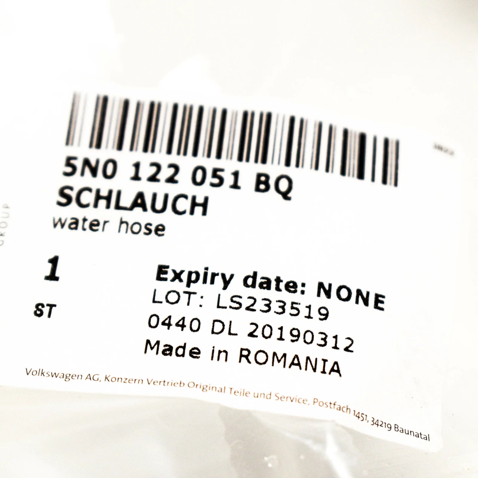 NEW VOLKSWAGEN TIGUAN MK1 WATER COOLANT PIPE HOSE 5N0122051BQ