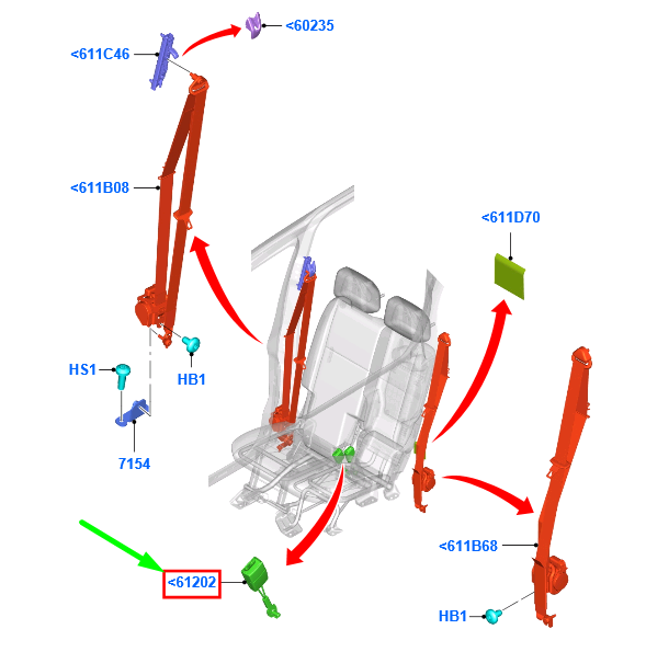new ford tourneo connect mk2 front outer seat belt buckle 1809452 original