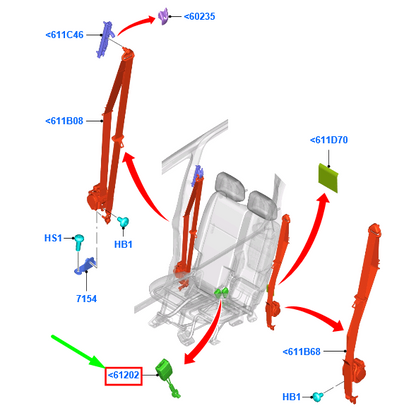 new ford tourneo connect mk2 front outer seat belt buckle 1809452 original