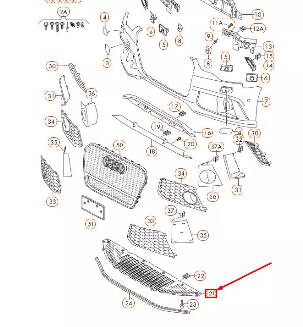 NEW AUDI RS6 C7 FRONT BUMPER LOWER CENTRE CLOSING ELEMENT 4G0807611C ORIGINAL