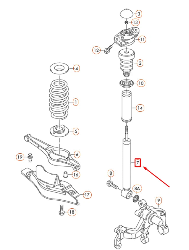 NEW VOLKSWAGEN TIGUAN 5N MK1 REAR AXLE GAS SHOCK ABSORBER 5N0513049T ORIGINAL