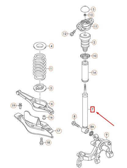 NEW VOLKSWAGEN TIGUAN 5N MK1 REAR AXLE GAS SHOCK ABSORBER 5N0513049T ORIGINAL