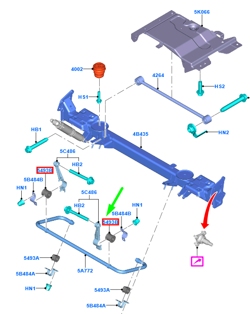 new ford transit custom mk1 rear stabilizer bar link insulator 2037576 original