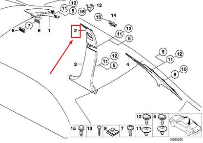 NEW BMW 5 E39 RIGHT CENTER TOP COLUMN COVERING 8207192 51438207192 ORIGINAL