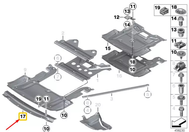 NEW BMW 6 F12 ENGINE COMPARTMENT SHIELD INTERM. PIECE 51758056414 ORIGINAL