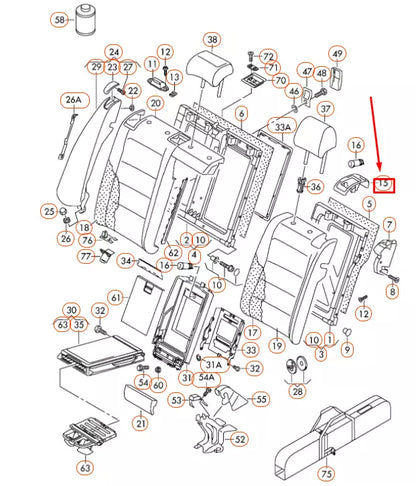 NEW VW GOLF MK5 REAR SPLIT SEAT BACKREST RIGHT LOCK TRIM 1K0885894A82V ORIGINAL