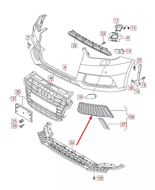 NEW AUDI A1 S1 8X FRONT BUMPER LEFT GRILLE 8XA807647Y9B 2016 ORIGINAL