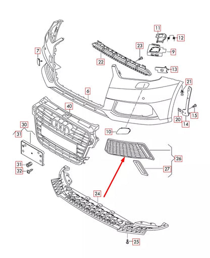 NEW AUDI A1 S1 8X FRONT BUMPER LEFT GRILLE 8XA807647Y9B 2016 ORIGINAL