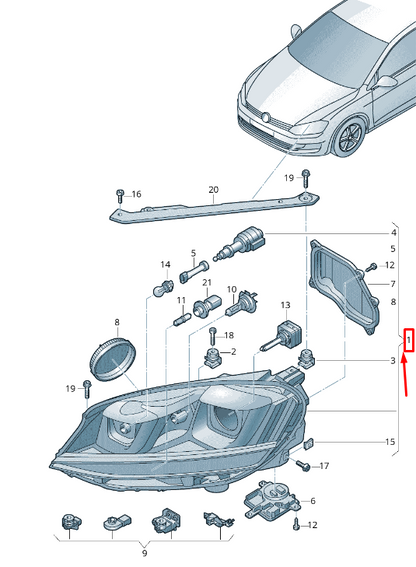 new vw golf vii 5g mk7 front right headlight rhd 5g2941040 original