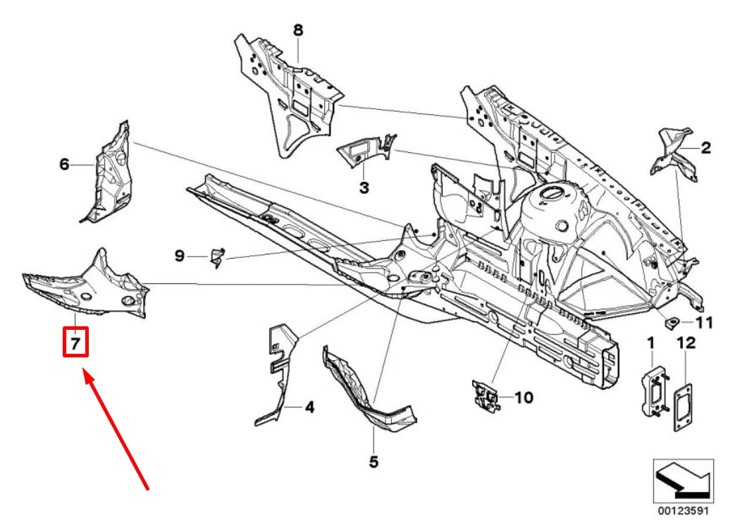 NEW BMW 3 E46 FRONT LEFT FENDER LINER MOUNT 41118230525 8230525 ORIGINAL
