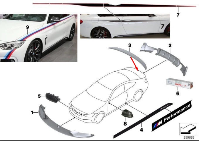 NEW BMW 4 F32 REAR TAILGATE SPOILER 51192354500 ORIGINAL