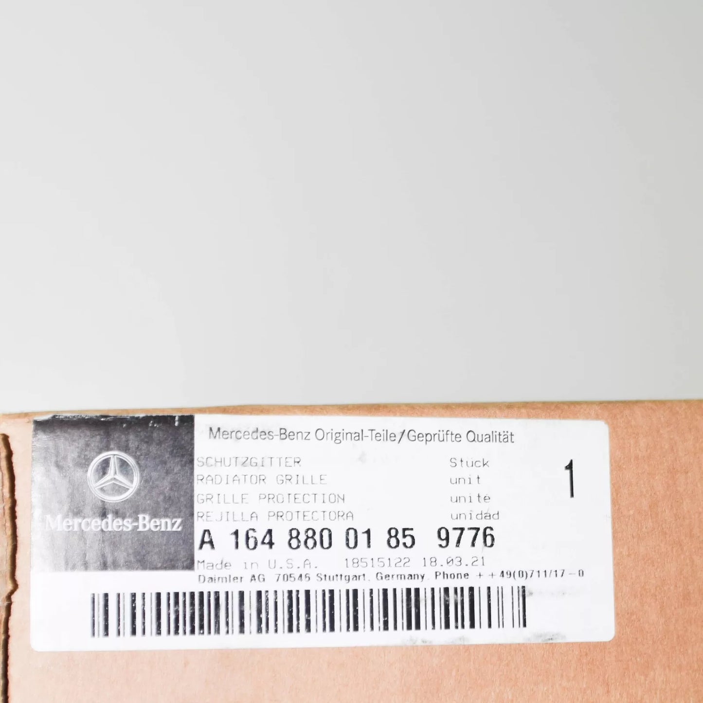NEW MB M W164 FRONT BUMPER CENTER RADIATOR GRILLE A16488001859776 ORIGINAL