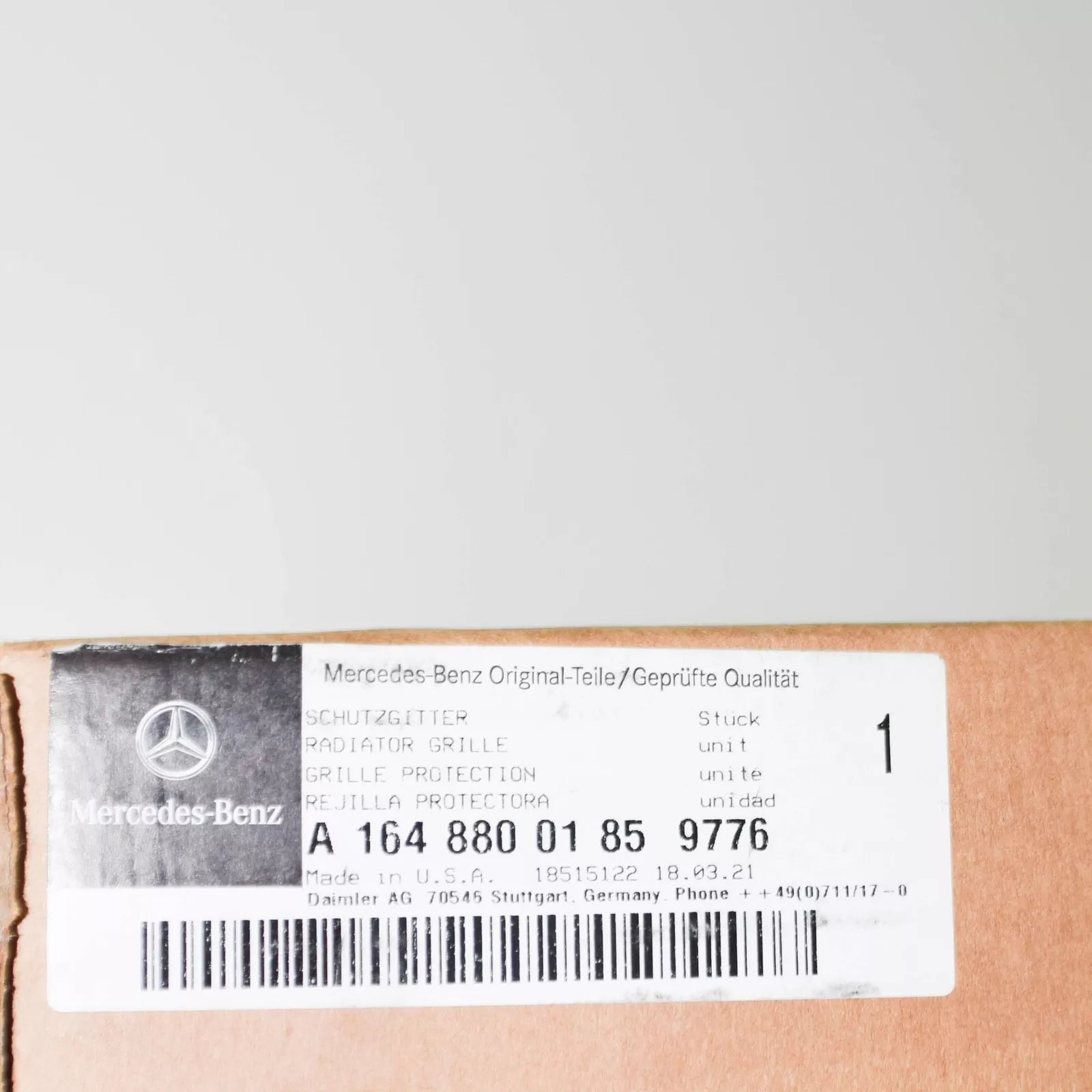 NEW MB M W164 FRONT BUMPER CENTER RADIATOR GRILLE A16488001859776 ORIGINAL
