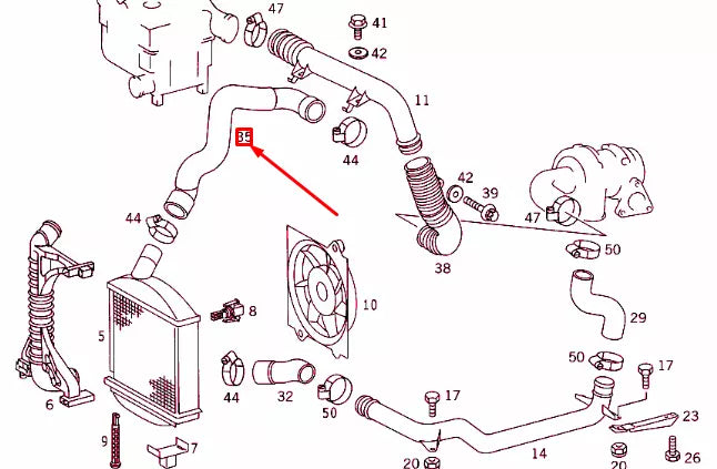 NEW MB VITO 638 CHARGE AIR INTERCOOLER TO INTAKE PIPE HOSE A6385281982