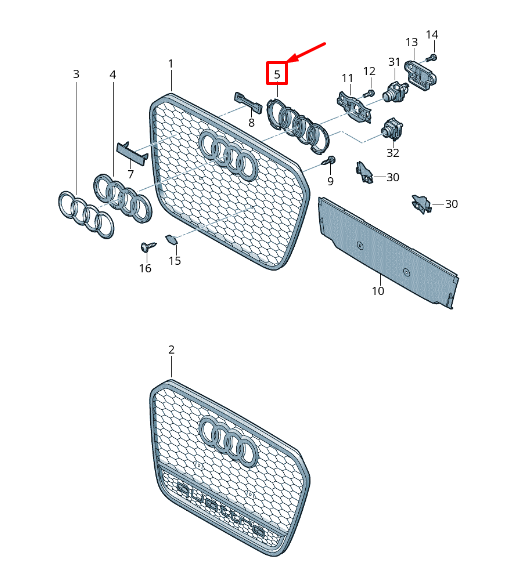 NEW AUDI A7 SPORTBACK 4G RADIATOR GRILLE EMBLEM COVER 4G8853037F9B9 ORIGINAL