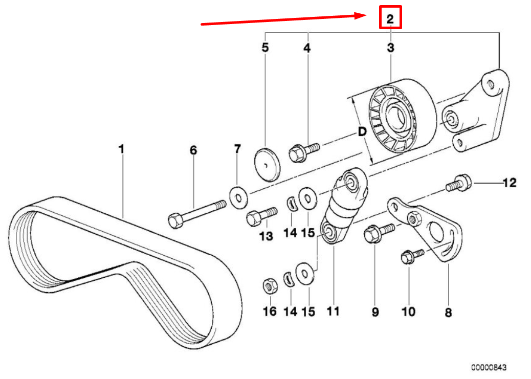 new bmw 5 e39 a/c tensioner pulley 1702013 11281702013 original