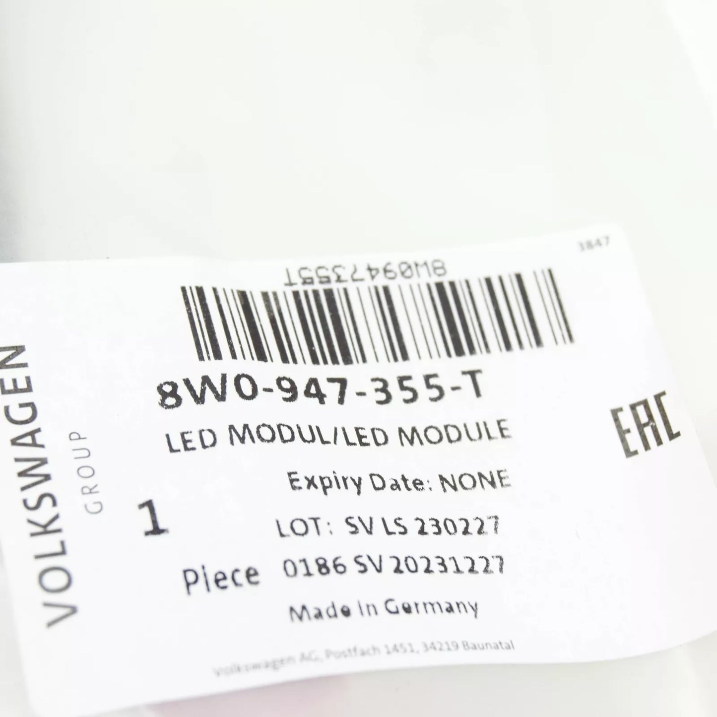 NEW AUDI A4 AVANT B9 FRONT DOOR PANEL LED MODULE 8W0947355T ORIGINAL