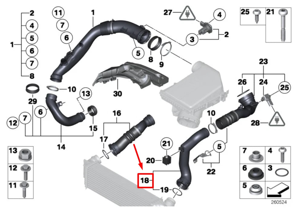 NEW BMW 3 E90 LOWER INTAKE CHARGE PIPE 13717590304 7590304 ORIGINAL