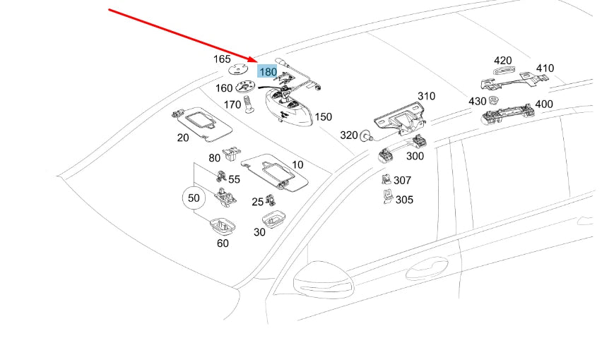 NEW MERCEDES-BENZ GLC C253 INTERIOR MIRROR BASE COVER A25381100077H52 ORIGINAL