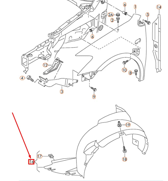 NEW VW POLO MK5 6R FRONT RIGHT WHEEL HOUSING LINER 6R0809958F ORIGINAL