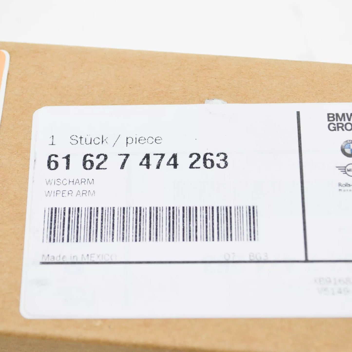 NEW BMW X7 G07 REAR TAILGATE WIPER ARM BLADE 61627474263 ORIGINAL