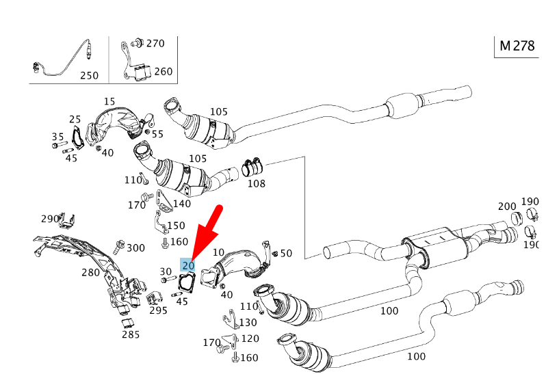 NEW MB E W212 TURBO AND LEFT EXHAUST PIPE MULTI-HOLE SEAL A2781420380 ORIGINAL